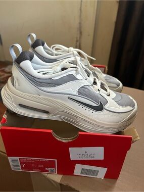 Nike White and Light Gray Air Max Sneakers